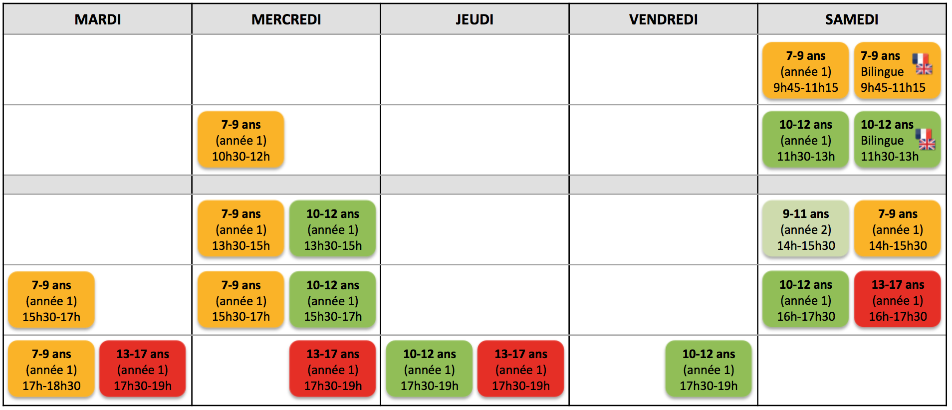 Calendrier ateliers hebdos 2017-2018 Paris 15 Calendrier ateliers hebdos 2017-2018 Paris 15