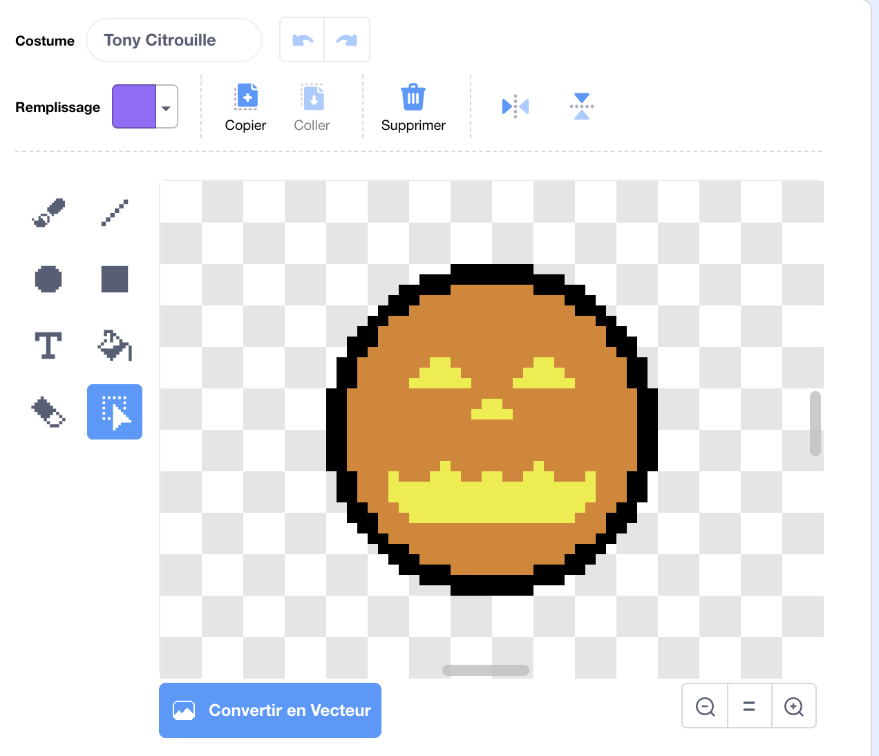 Dessin pixel art citrouille