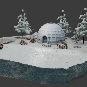Diorama 3D sous la neige